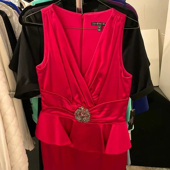 david meister red dress BNWT David Meister Red Cocktail Dress, Size 2